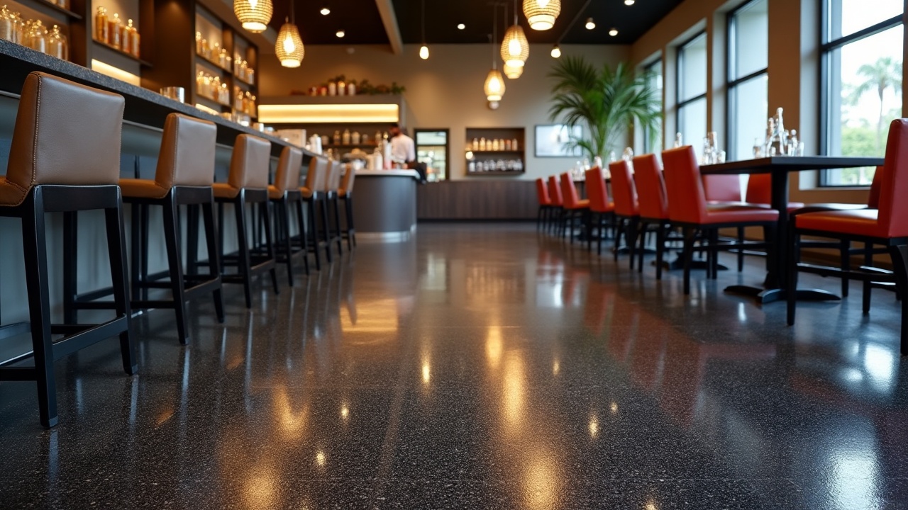 High-gloss commercial epoxy floor in a Florida retail space